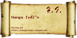 Hanga Iván névjegykártya